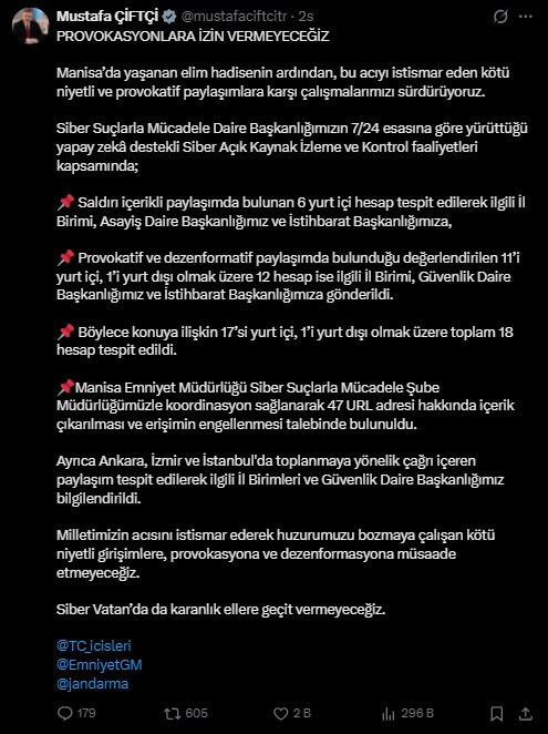 Manisa'daki okul saldırısı sonrası Bakan Çiftçi duyurdu: 47 URL için erişim engeli talep edildi - Resim : 2