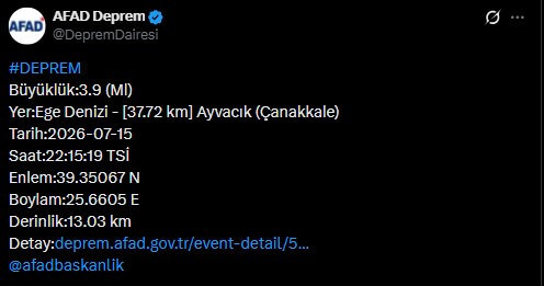Son Dakika | Çanakkale açıklarında deprem - Resim : 1