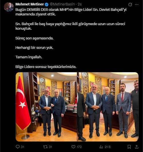 AKP'li Metiner’den Bahçeli’ye ziyaret: 'Süreç son aşamasında' - Resim : 1