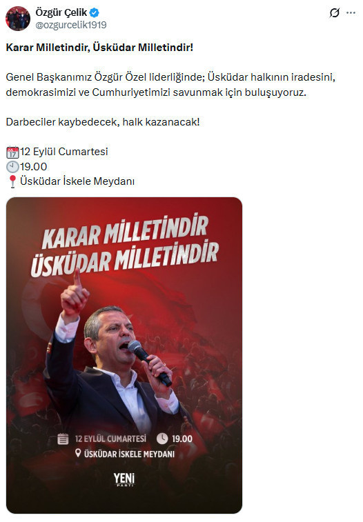YENİ Parti’den Üsküdar’da miting kararı! Tarih ve saat belli oldu - Resim : 3
