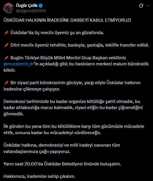 YENİ Parti'den Üsküdar için çağrı: Özgür Çelik tarih ve saat verdi - Resim : 2