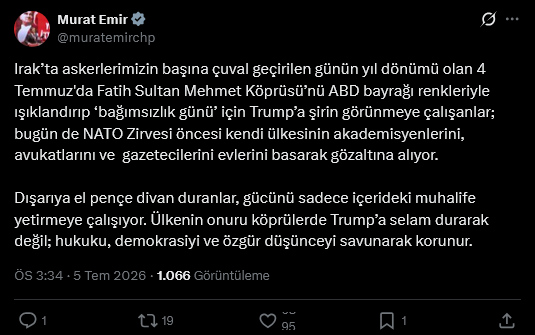 Köprünün ABD renkleriyle ışıklandırılmasına CHP'li Emir'den çok sert tepki! Çuval skandalını hatırlattı - Resim : 2