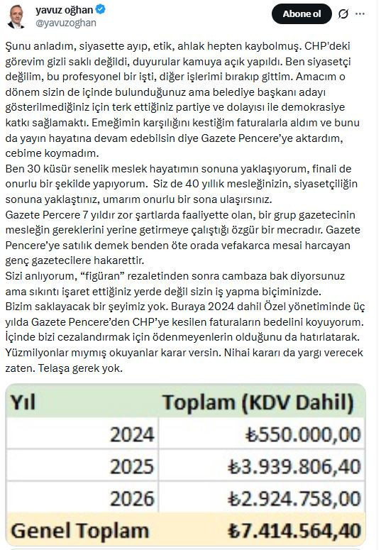 Yavuz Oğhan'dan Gürsel Tekin'e suç duyurusu: Kesilen faturaları paylaştı - Resim : 3