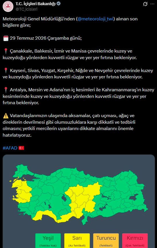 İçişleri Bakanlığı 14 şehri açıkladı: Yetkililerin uyarılarını dikkate alın - Resim : 1