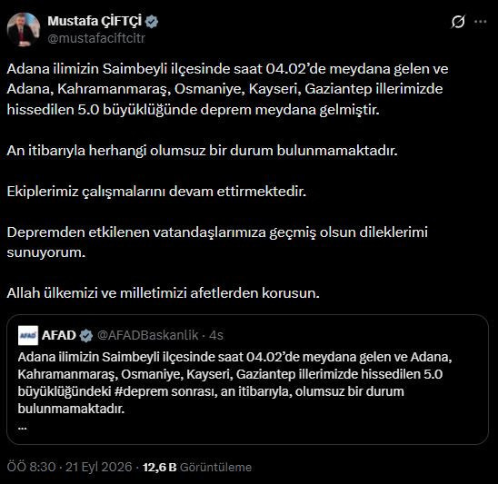 Bakan Çiftçi'den Adana'daki deprem sonrası ilk açıklama - Resim : 2
