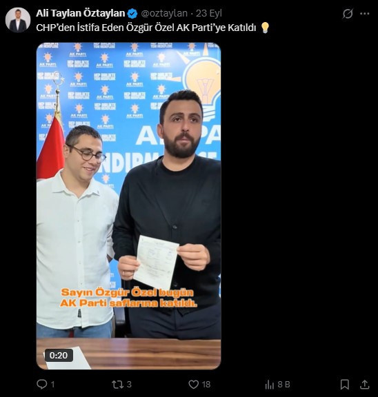 Aynı isim farklı kişi: Özgür Özel AKP’ye geçti - Resim : 1