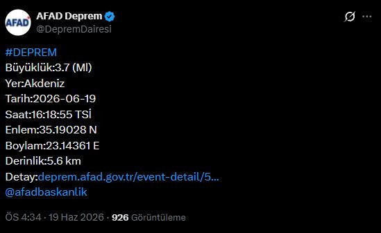Akdeniz deprem