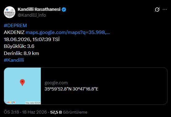 Akdeniz'de yine deprem oldu: 3 km daha yaklaştı - Resim : 2