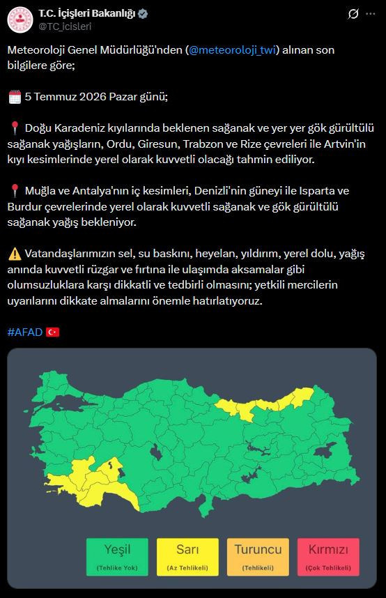 Bakanlık açıkladı: Sağanak yağış 10 ili vuracak - Resim : 1