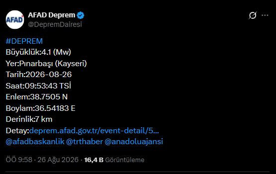 Son dakika | Kayseri'de korkutan deprem! AFAD ilk verileri paylaştı - Resim : 1
