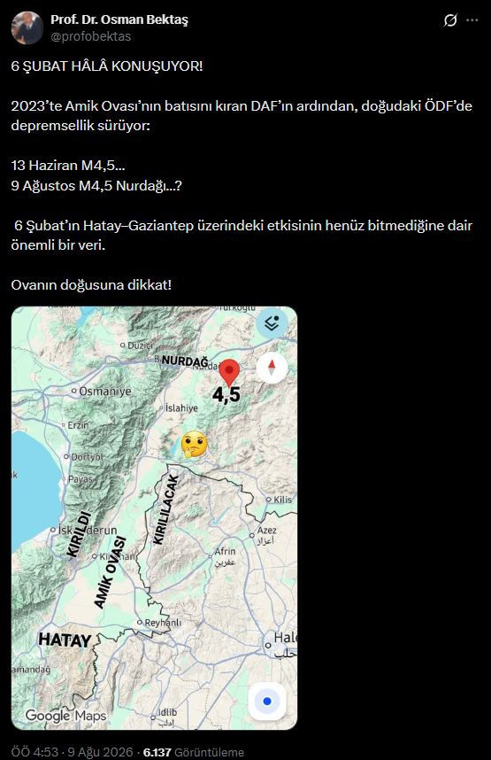 Ünlü deprem uzmanı "6 Şubat hala konuşuyor" diyerek uyardı! Harita paylaşıp riskli bölgeyi açıkladı - Resim : 2