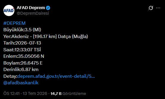 Son dakika | Akdeniz'de 3.5 büyüklüğünde deprem - Resim : 1