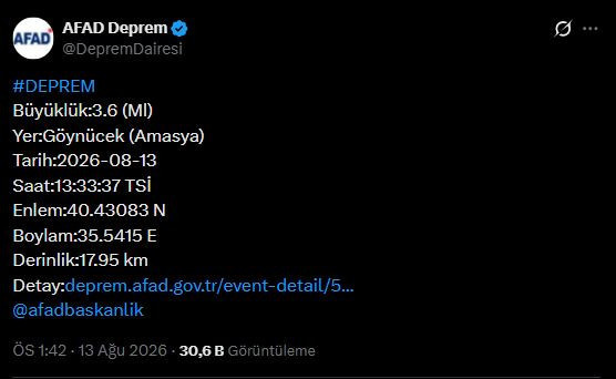 Amasya depremle sallandı! AFAD açıklama yaptı - Resim : 3