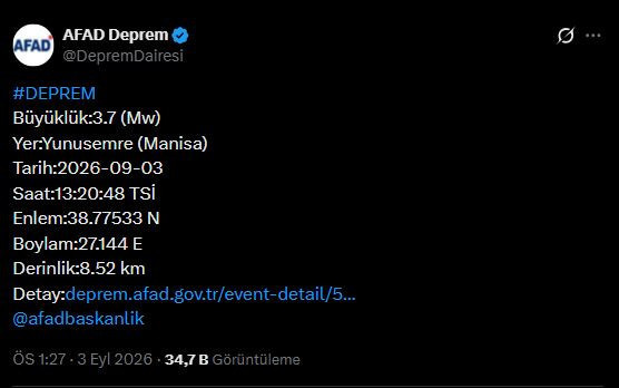 Manisa'daki deprem İzmir'de de hissedildi - Resim : 1