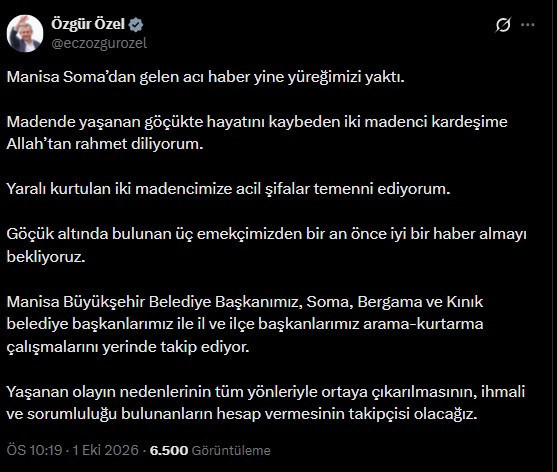 Soma’daki maden göçüğünde zamanla yarışılıyor: Özgür Özel’den açıklama geldi - Resim : 1