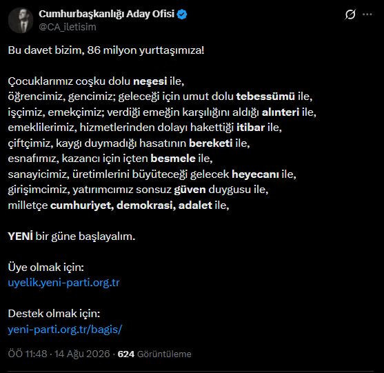 İmamoğlun'dan YENİ Parti'ye katılım çağrısı - Resim : 2