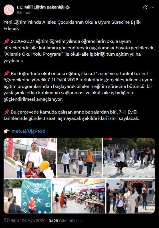 Son dakika | MEB'den kamuda çalışan velilere izin kararı - Resim : 1