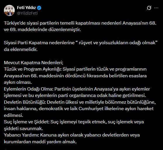 Feti Yıldız: Rüşvet ve yolsuzlukların odağı olmak siyasi parti kapatma sebebi olmalı - Resim : 2