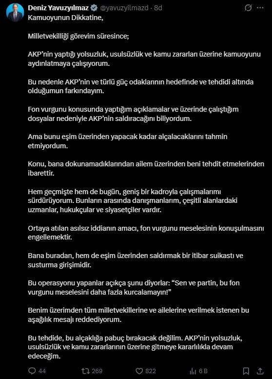 Eşi hakkında soruşturma başlatıldı: Deniz Yavuzyılmaz'dan zehir zemberek sözler - Resim : 1