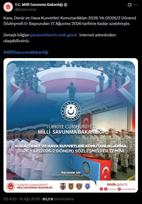 MSB açıkladı: Sözleşmeli er ve uzman erbaş başvuruları uzatıldı - Resim : 3
