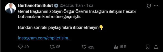 Özgür Özel'in Instagram iletişim hesabı butlan yönetimine geçti: CHP'li Bulut'tan uyarı - Resim : 2