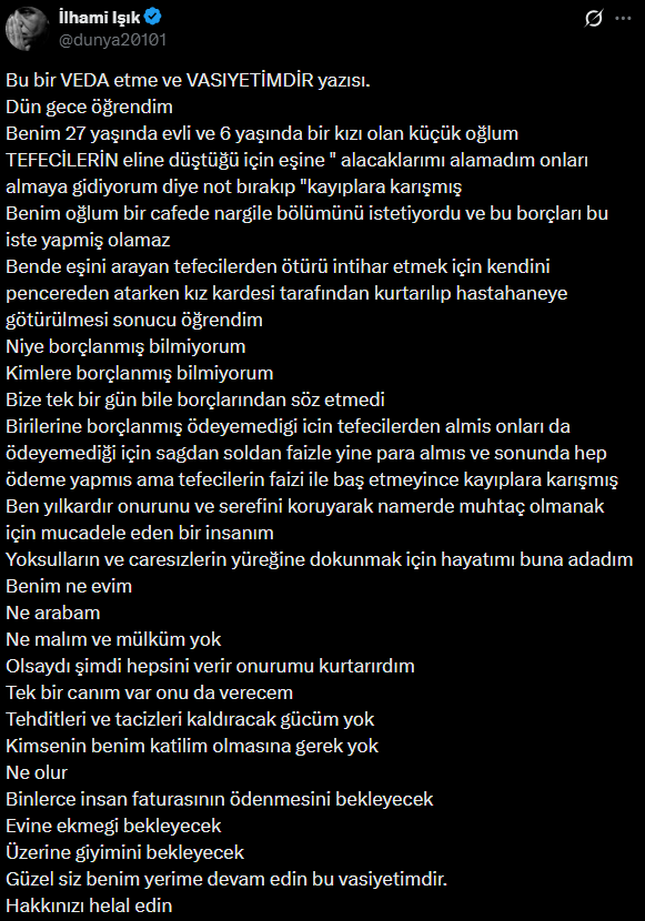 Yazar İlhami Işık'tan korkutan yazı! 'Oğlum tefecilerin eline düştü' - Resim : 3