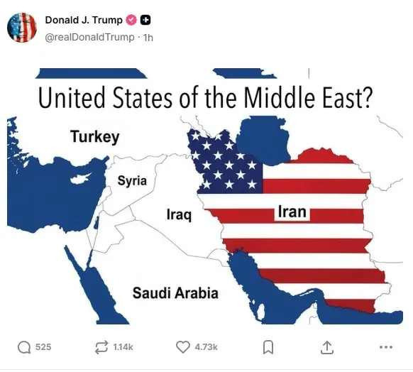 Trump'tan işgal ilanı gibi paylaşım: İran haritasında ABD bayrağı - Resim : 3