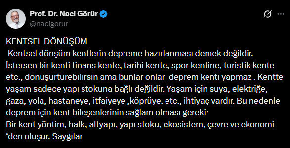 Naci Görür kentsel dönüşümün gerçek anlamını açıkladı! 7 temel madde sıraladı - Resim : 2