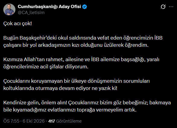 İmamoğlu’ndan okul saldırısı sonrası sert mesaj: Sorumluları koltuklarında oturmaya devam ediyor - Resim : 2