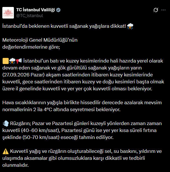 İstanbullular hazırlıklı olsun! Valilik tarih vererek uyardı: Kuvvetli sağanak geliyor - Resim : 3