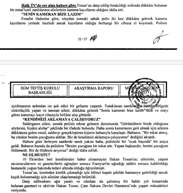 Halk TV'nin Hakan Tosun haberini başmüfettiş raporu doğruladı: Sanık yakınları ile polis ocak başında oturdu - Resim : 3