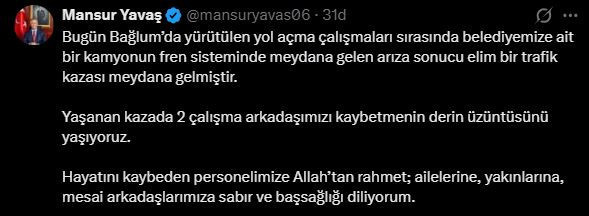 Son dakika | Mansur Yavaş acı haberi duyurdu: 2 belediye işçisi vefat etti - Resim : 2