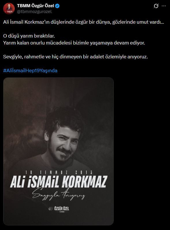 Özgür Özel Ali İsmail Korkmaz'ı andı - Resim : 1