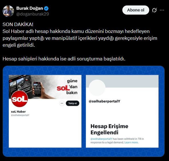 soL Haber'in X hesabına erişim engeli getirildi - Resim : 1
