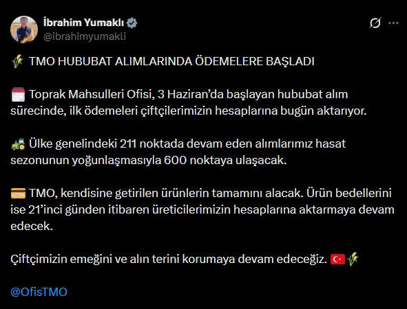 Çiftçinin beklediği haber geldi: TMO hububat ödemelerine başladı - Resim : 3