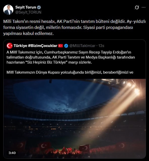TFF AKP'nin milli takım marşını resmi hesaptan paylaşınca sosyal medya ayağa kalktı - Resim : 1