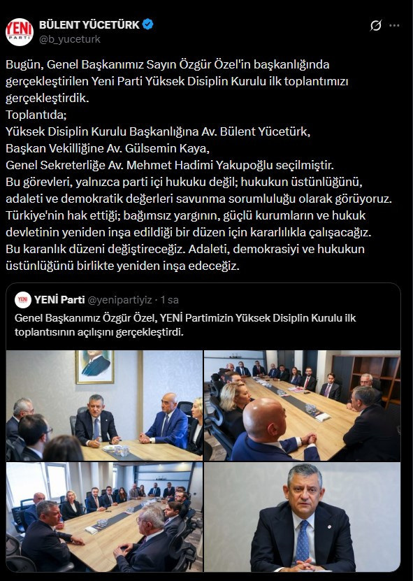YENİ Parti’de YDK ilk toplantısını yaptı: Başkanlığa Bülent Yücetürk seçildi - Resim : 3