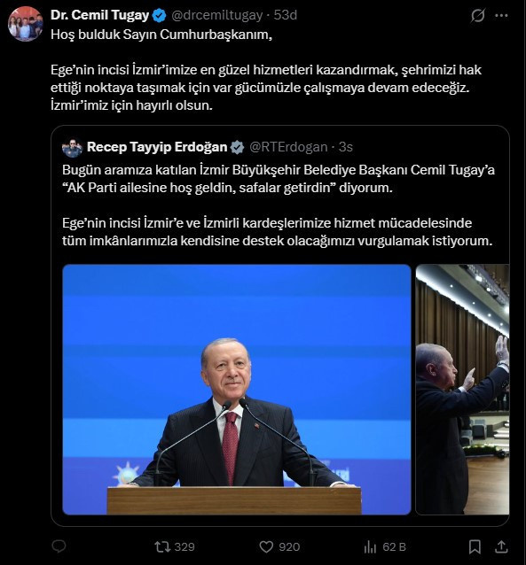 AKP’ye katıldı: Rozet takınca Erdoğan'dan övgüyle bahseden Cemil Tugay da geleneğe uydu - Resim : 1