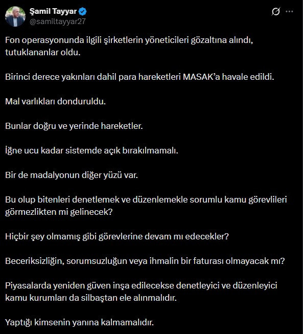 AKP'li Şamil Tayyar'dan kritik 'fon' soruları: Kamu çalışanları görevlerine devam mı edecek? - Resim : 1