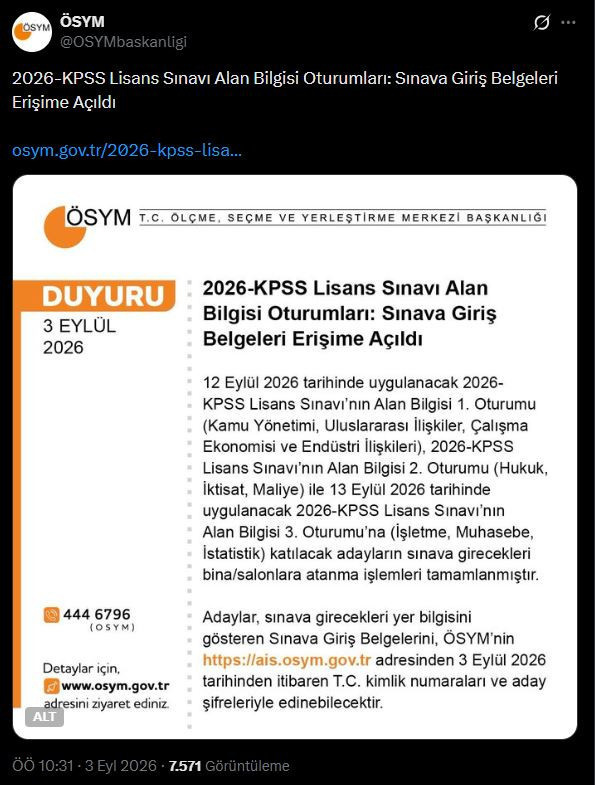 Son dakika | ÖSYM duyurdu: KPSS giriş belgeleri erişime açıldı - Resim : 1