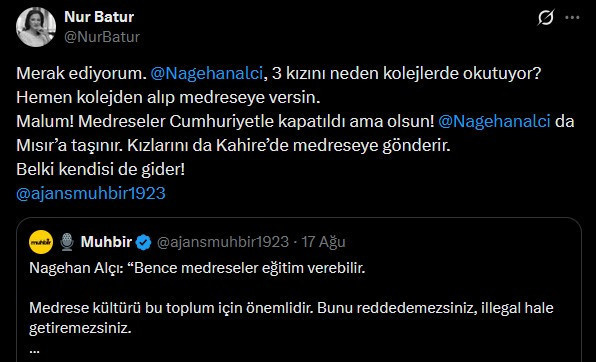 Medreseleri savunan Nagehan Alçı'yı köşeye sıkıştırdı! Kolej gerçeğini açıkladı - Resim : 2