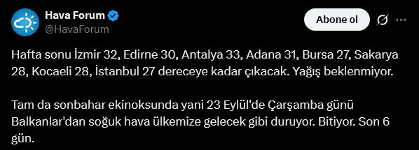 Tadı çıkarılacak son hafta sonu! Balkanlardan gelip kalıcı olacak soğuk havanın tarihi belli oldu - Resim : 1