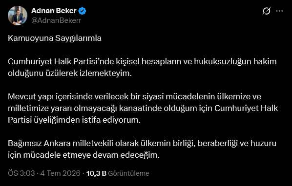 Son dakika | Adnan Beker CHP'den istifa etti! - Resim : 1