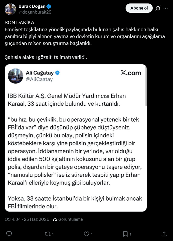 Son Dakika | "Erhan Karaal'ı polisler kaçırttı" diyen Ali Çağatay'a gözaltı kararı - Resim : 2