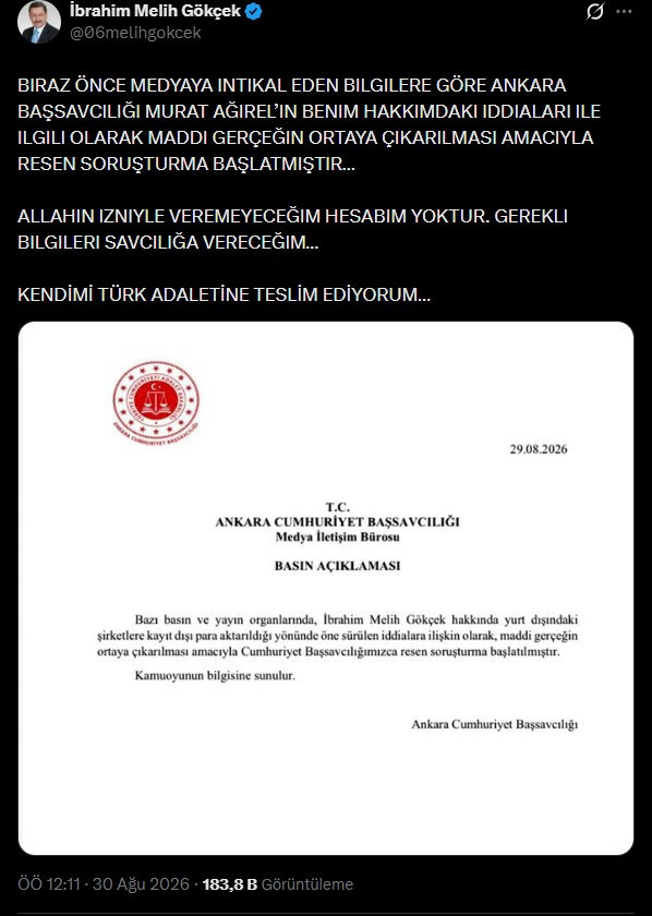Melih Gökçek'ten soruşturma sonrası ilk açıklama geldi - Resim : 1