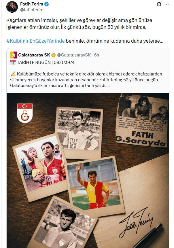 Fatih Terim Galatasaray paylaşımıyla noktayı koydu - Resim : 2