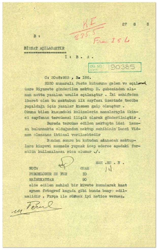 MİT arşivinden 1933 tarihli gizli mektup açığa çıktı: Casusların yöntemini anlattı - Resim : 1