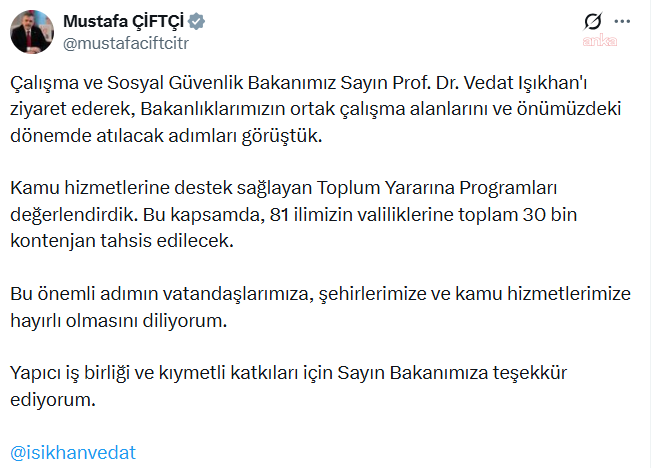 İçişleri Bakanı Çiftç'den önemli duyuru: 81 ile 30 bin kontenjan ayrılacak - Resim : 1