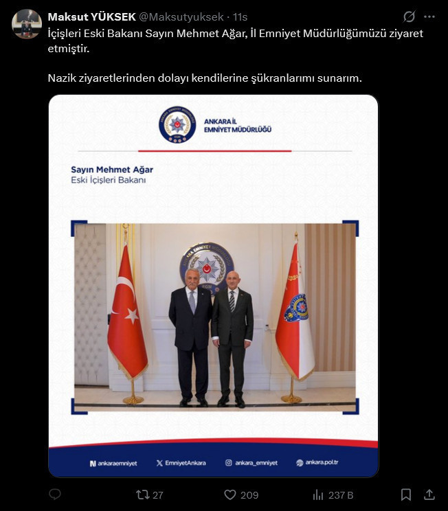 Mehmet Ağar Ankara Emniyeti'ni ziyaret etti - Resim : 1