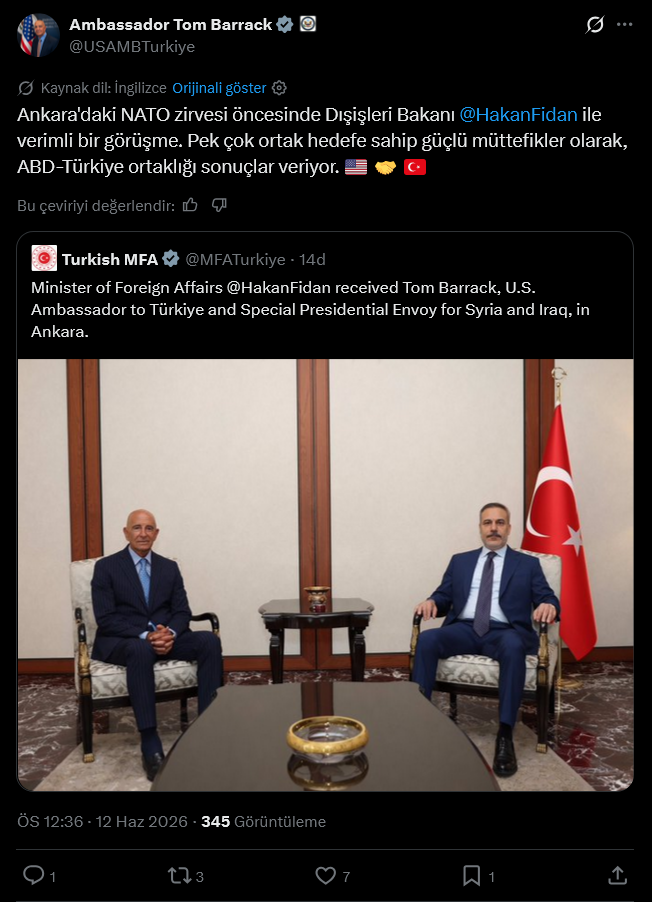 Hakan Fidan ve Tom Barrack görüştü! "Ortak hedef sahibiz, sonuç alıyoruz" - Resim : 1
